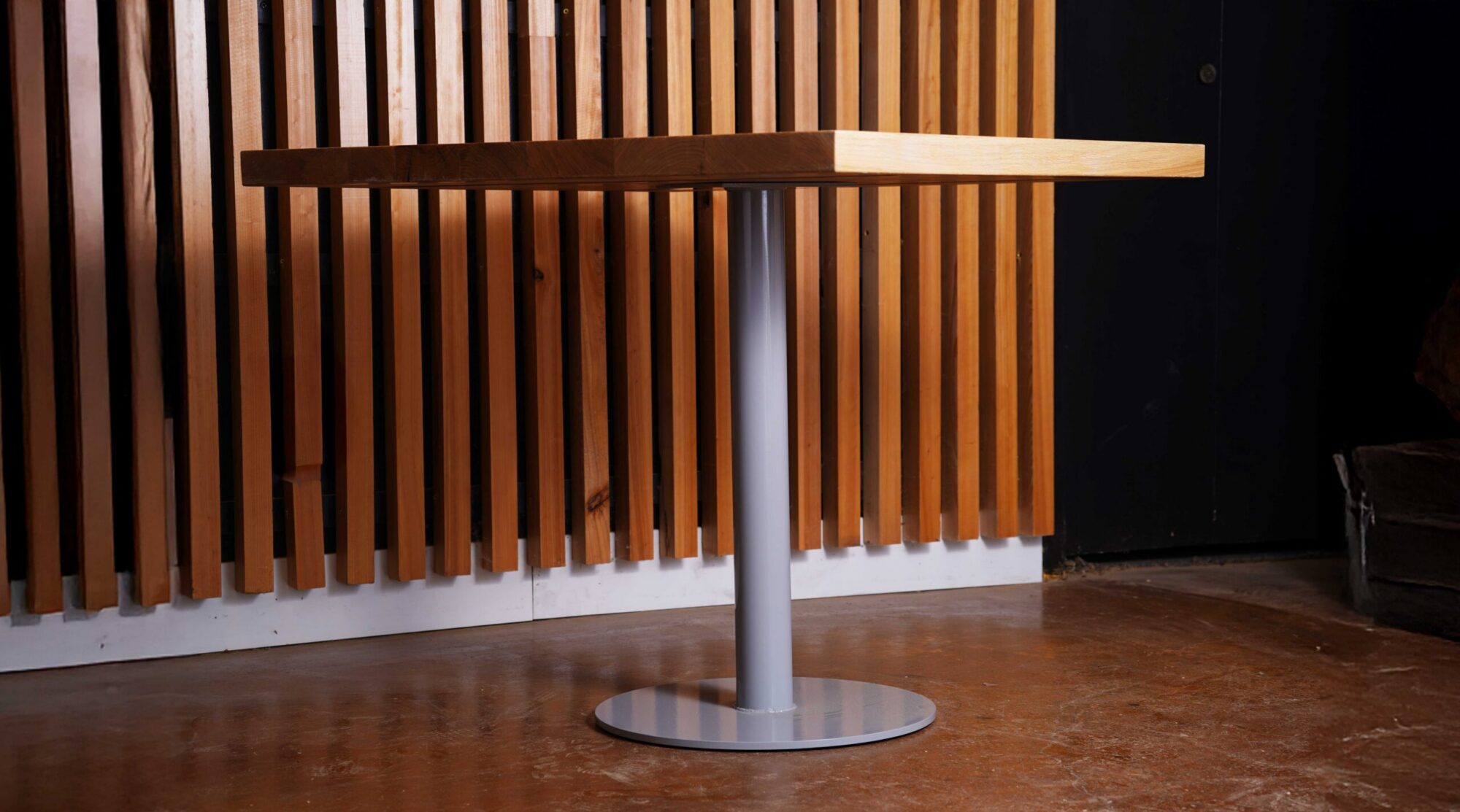 A 235 Series base from SL Commercial with a grey powder coat finish sits in the SouthLoft facility.